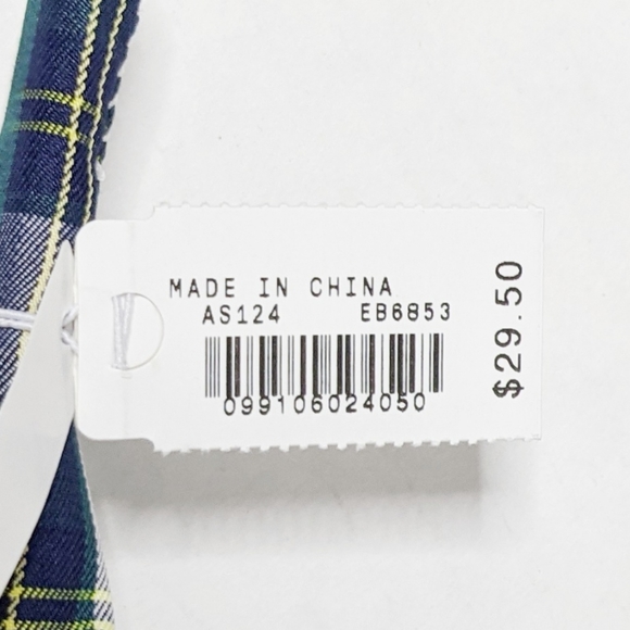 J. Crew Scrunchie Headband Plaid Ivory Navy Green - Picture 8 of 9